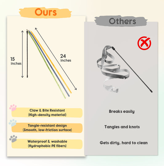 MewraThetify Ribbon Cat Wand Toy