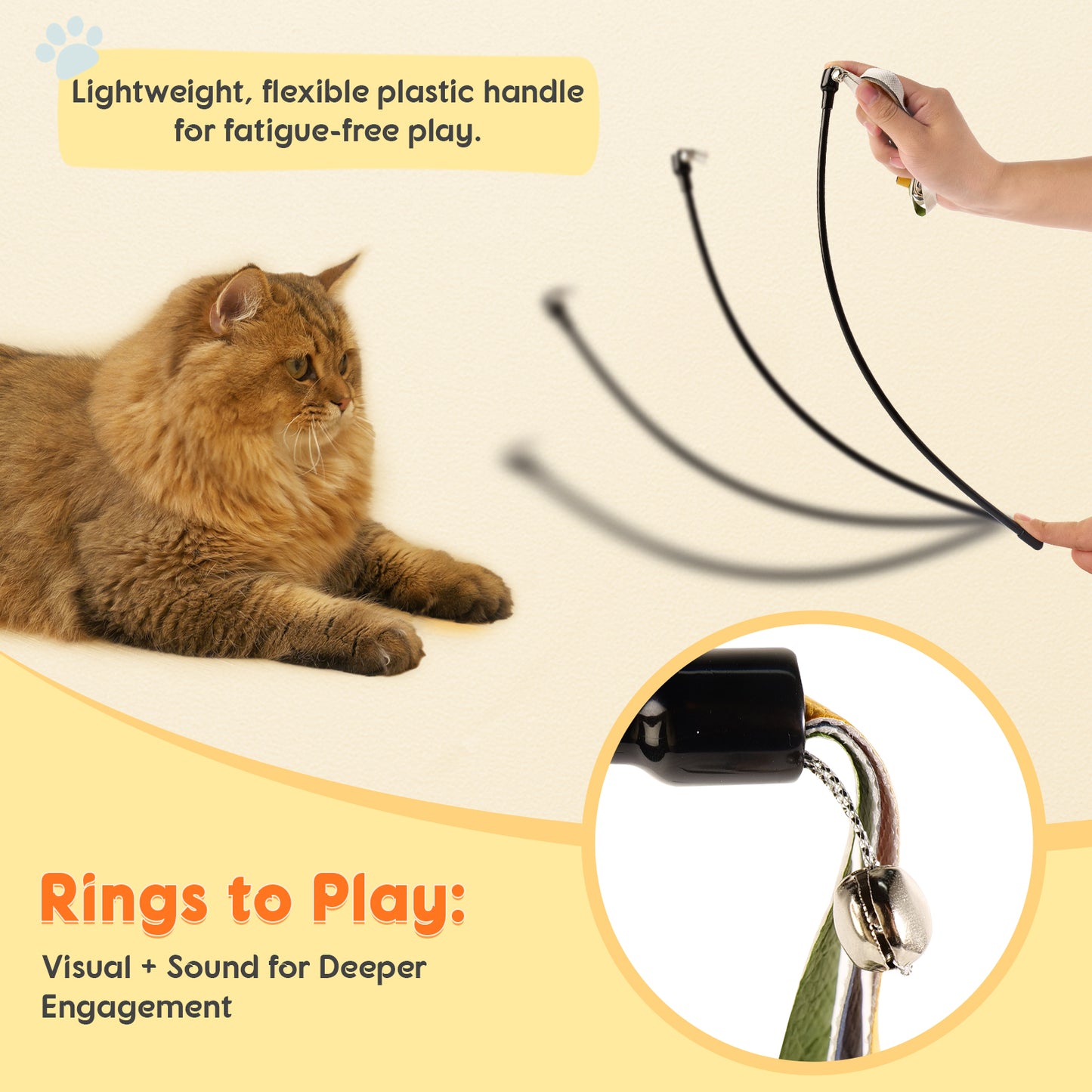 MewraThetify Ribbon Cat Wand Toy