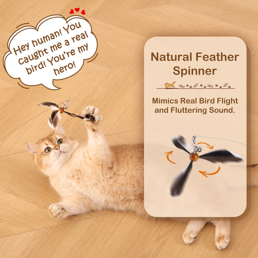 MewraThetify Spinning Cat Wand Toy- No String Version