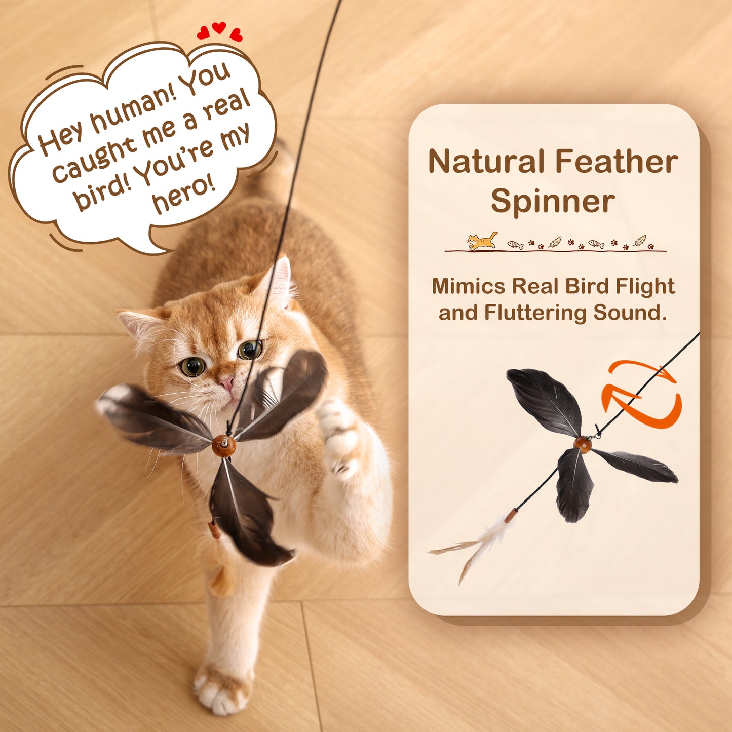 Spinning Cat Wand Toy (String Version)