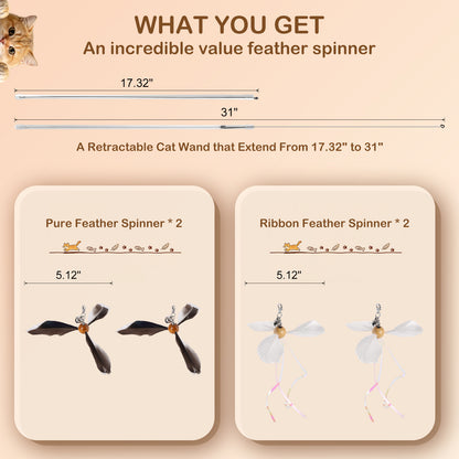 MewraThetify Spinning Cat Wand Toy- No String Version