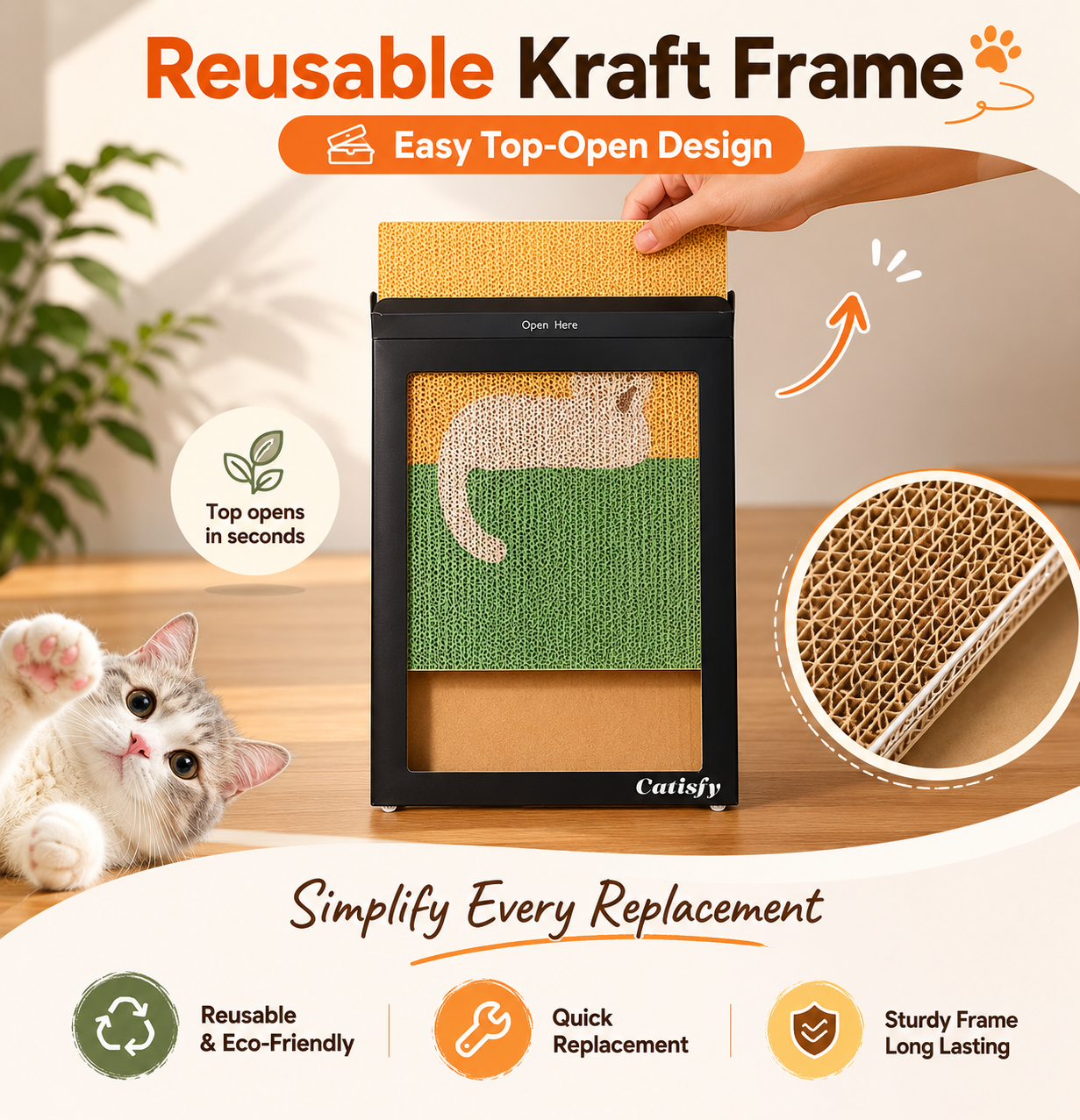 Wall Art Cat Scratcher (Yawning Kitty)