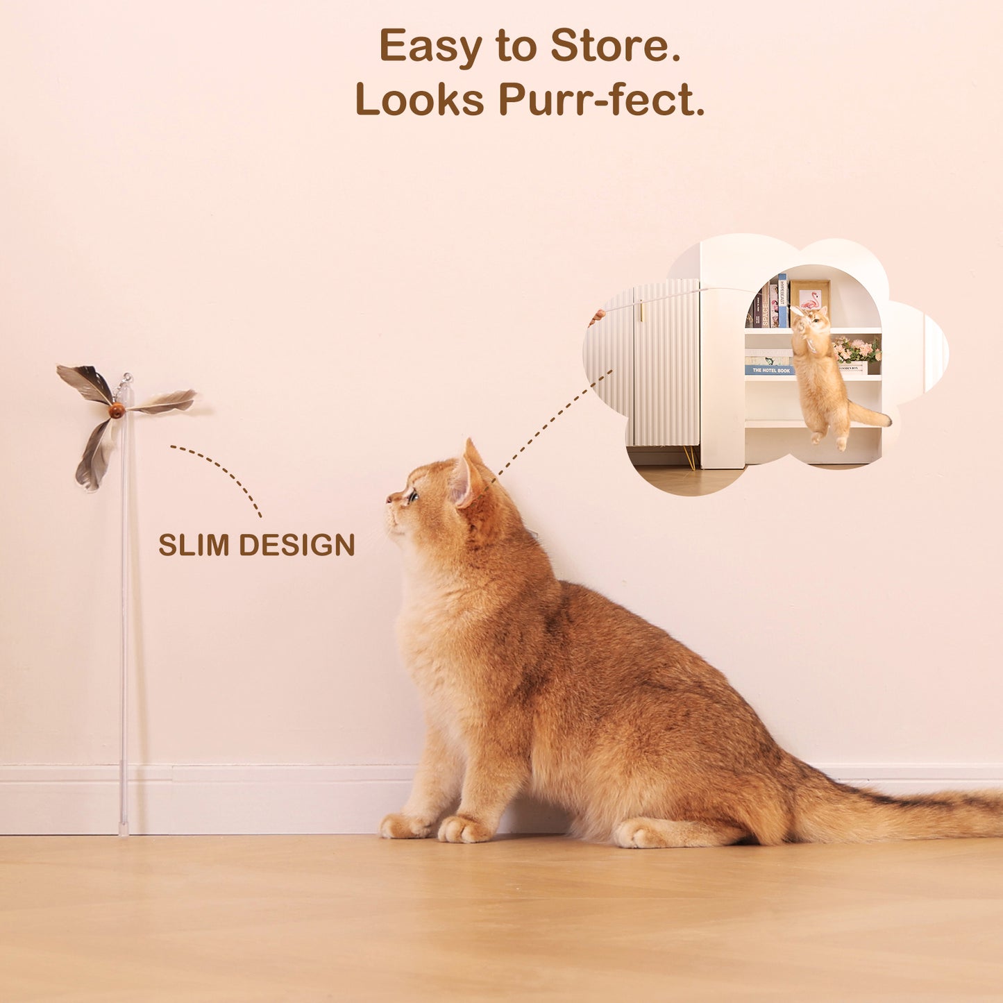 MewraThetify Spinning Cat Wand Toy- No String Version
