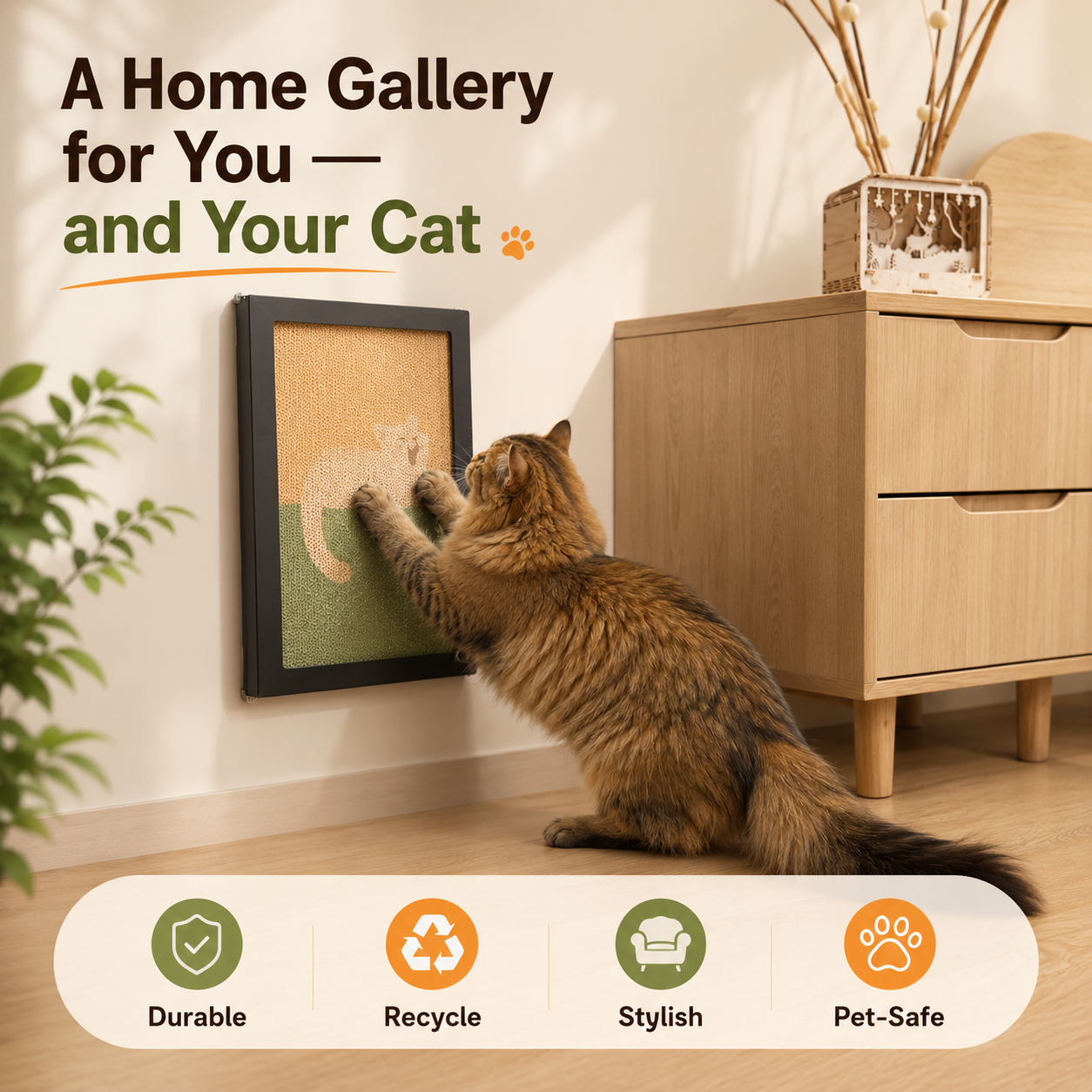 Wall Art Cat Scratcher (Yawning Kitty)