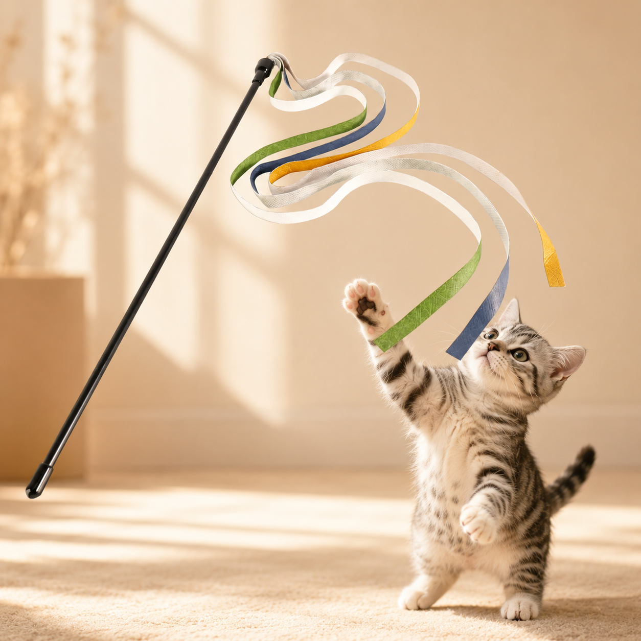 MewraThetify Ribbon Cat Wand Toy