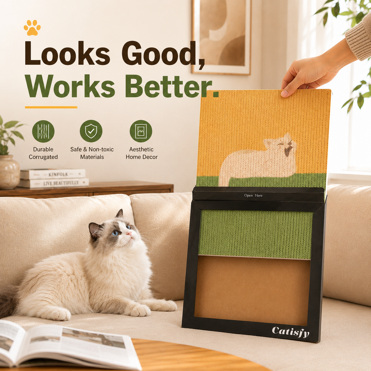 Wall Art Cat Scratcher (Yawning Kitty)